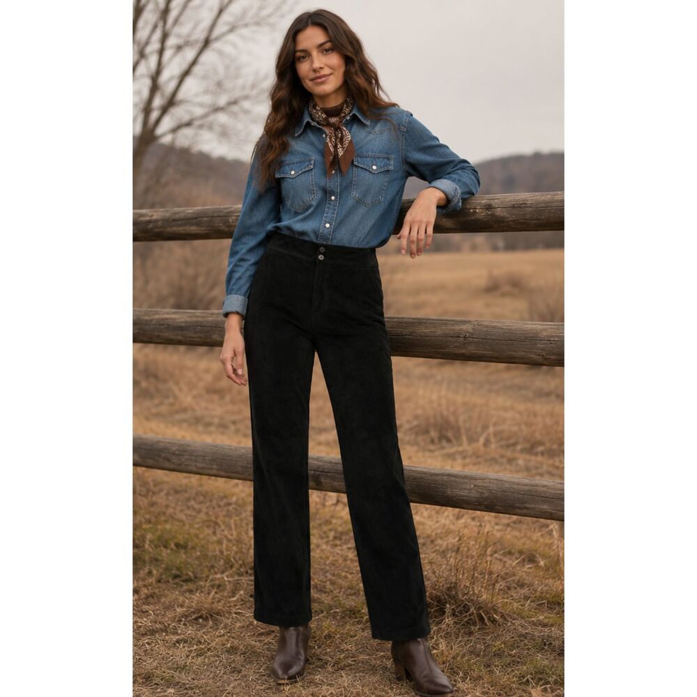 Pendleton Vintage Black Leather Suede Pants 10